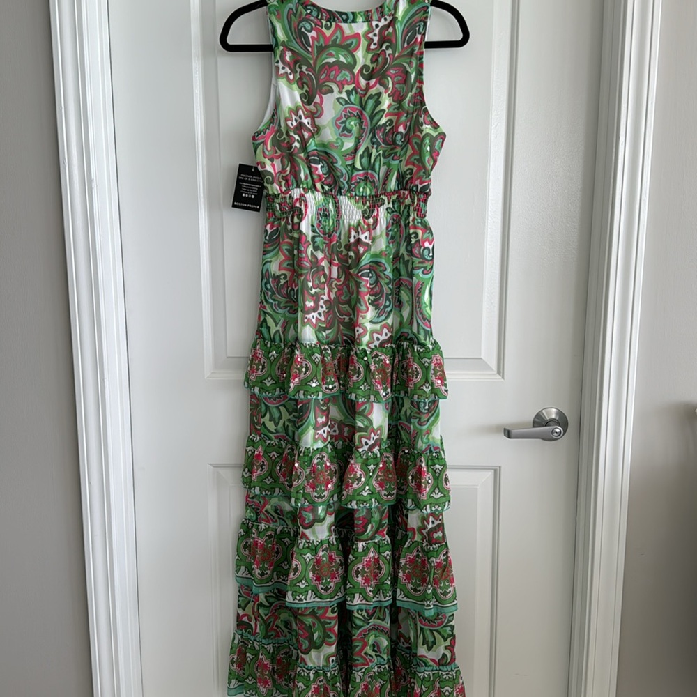 Boston Proper Print Ruffled Maxi Sz S - Picture 5 of 6